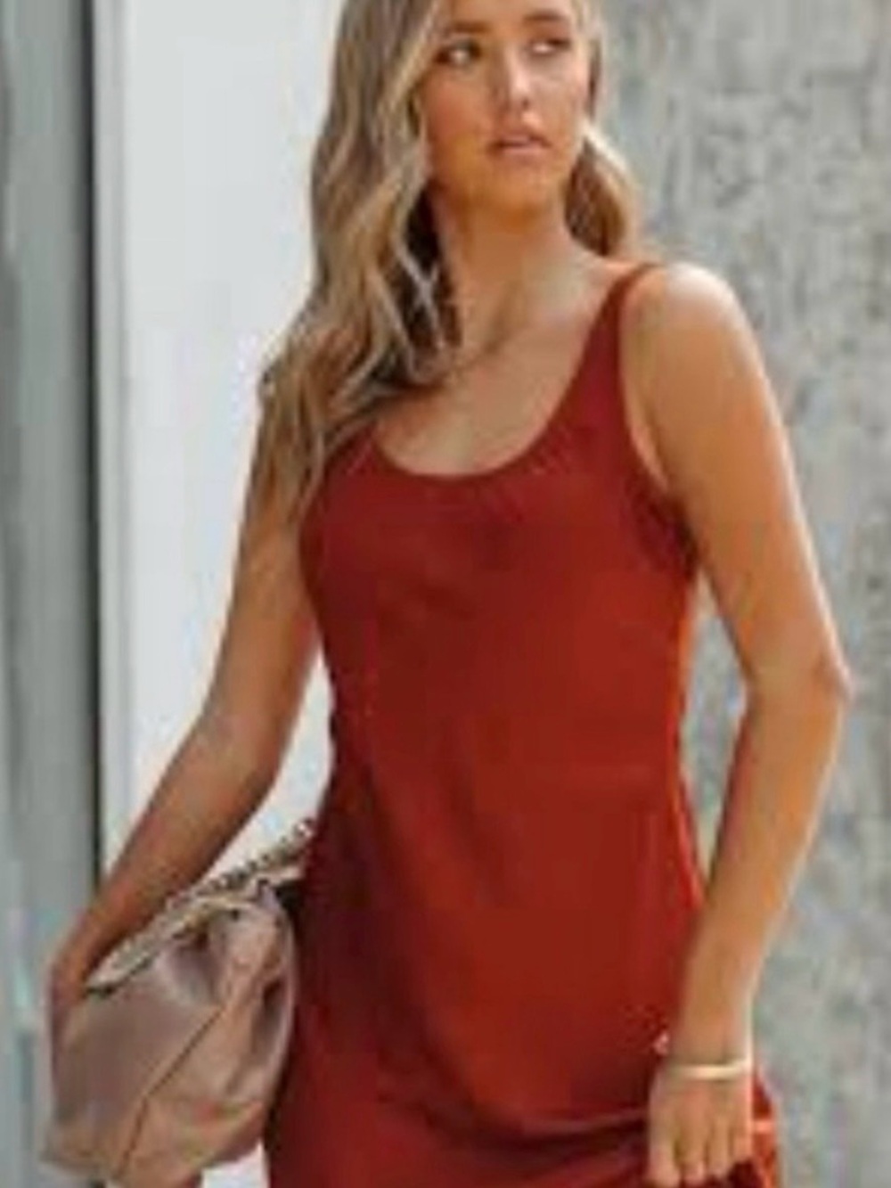 Susina Rust Sleeveless Maxi Dress Medium Soft Stretch Casual Travel Boho Lounge
